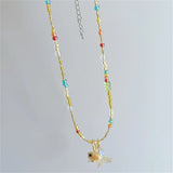 DAIIIBABYYY  -  Boho Y2K Summer Resin Ceramic Fish Starfish Pendant Colorful Beaded Choker Necklace Beach Vacation Charm Jewelry EMO Accessories