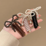 DAIIIBABYYY  -  Fashion Beaded Bow Telephone Wire Hairband Ponytail Braid Elastic Spiral Rubber Band Simple Hair Ties For Girls Hair Accessories