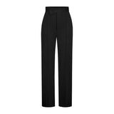 Daiiibabyyy  Women Pants High Waist Straight Trousers Cotton Wrinkle Free Wide Leg Pants Solid Color Beige Black Green Lilac Rust Pants