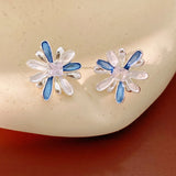 Daiiibabyyy  Zircon Inlaid Oil Drip Flower Stud Earrings Elegant Fashion Versatile Earring for Women Light Luxury High Grade Jewelry