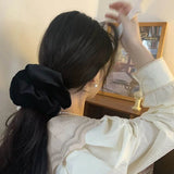 DAIIIBABYYY  -  Oversize Black Velvet Scrunchies Hair Ties Women Girls Solid Rubber Big Elastic Hair Bands Rope Ponytail Hair Accessories Winter