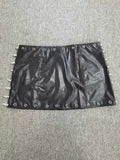 Daiiibabyyy  Punk Rock Leather Mini Skirt Women Y2K Studded Low Waist Bodycon Pencil Skirt Edgy Biker Chic Vintage American Retro Hot Sale