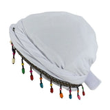 Versatile Elastic Colorful Beaded Headscarf Hijab Ethnic Style Pre-tie Head Wraps Hip-hop Dome Jacquard Pullover Cap Gifts