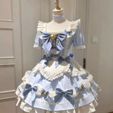 DAIIIBABYYY  -  Japan Lolita Dress Cream Little Honey Maid Costume Blue Lolita Dresses Show Japanese Outfit Dress