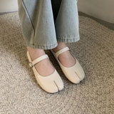 Daiiibabyyy 2024 Blue Women Flats Round Toe Retro Single Shoes One Word Buckle Shallow Mouth Mary Jane Shoes Split Toe Shoes Sandals Mujer