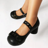 DAIIIBABYYY  -  Fashionable high heels women's Mary Jane  Shoes Buckle decoration Sweet  Single Shoes JK uniform Shoes Large size 48