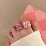 Daiiibabyyy Pink Cute Bear Ring Female Kawaii Candy Color Bow Ring Jewelry for Women New Kpop Trendy Elegant Charm Aesthetic Y2k Accessories