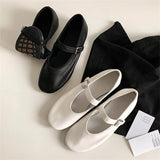 Daiiibabyyy  Cosy Soft PU Leather Round Toe Flats Heels Woman Sandals Concise Buckle Strap Shoes Fashion Summer Zapatos De Mujer
