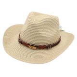 Daiiibabyyy  Vintage Summer Western Cowboy Hats Wide Brim Vacation Straw Cowgirl Hat Hiking Travel Sunscreen Visor Cap Outdoor