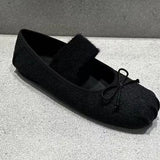 Daiiibabyyy  New Flats Women Ballet Dance Shoes Suede Bow Shallow Loafers Shoes Dress Fashion Autumn Casual Luxury Cozy Zapatos De Mujer