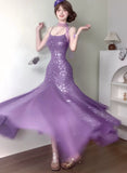 DAIIIBABYYY  -  High-End Feel Reversible Sequins Tank Dress Beach Vacation Pleated Large Wrap Skirt Princess Birthday Banquet Evening Dress