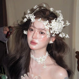 Daiiibabyyy  Bride White Flower Hair Accessories Styling Headgear Elegant Handmade Wedding