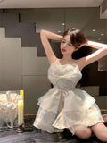 Daiiibabyyy  Super Fairy Suspender Beautiful Back Floral Princess Puffy Skirt Pure Sweet and Sexy Girl