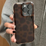 Daiiibabyyy  Through hole vortex IND brown halo leopard print phone case with chain for iPhone 11 12 13 14 15 16 17 Pro Max