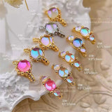 Daiiibabyyy 5pcs Alloy Nail Art Rhinestone 3D Aurora Stone Luxury Nail Art Charms Ring Shape For Nail Manicure Jewelry Korean Fashion