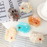 Daiiibabyyy  New Ocean Series Pearl Shell Hairpin Grab Clip Personalized Creative Shark Clip Back Head Disc Hair Grab Hair Accessories