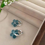 Daiiibabyyy  Ice Transparent Blue Acrylic Flower Ear Buckle Cool Temperament Earrings for Women Holiday Daily Niche Jewelry