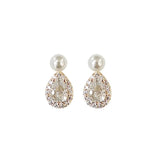 DAIIIBABYYY  -   Plated Pearl Stud Earrings Water Drop Shiny Zircon Morning Dew Earrings for Women Wedding Jewelry