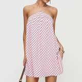 DAIIIBABYYY  -  Summer Hollow Out Backless Casual Dress New Fashion Sleeveless Lace Up Beach Dress Woman Elegant Stripe Print Halter Party Dress