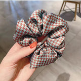 DAIIIBABYYY  -  Korean Fashion Leopard Plaid Scrunchies Simple Elegant Black White Dots Hair Ties Ropes Women Rubber Band Preppy Chic Headwear