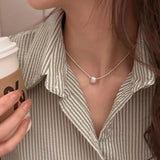 Daiiibabyyy 925 Sterling Silver Circular Geometry Rose Necklace Dropwise Glaze Korean Gentle Jewelry Birthday Gift Wholesale