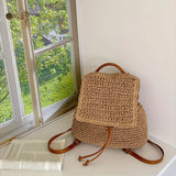 Daiiibabyyy  Backpack, Korean Version Woven Bag, Versatile Backpack, Single Shoulder Dual-Use Bag, Beach Bag, Large Capacity Woven Backpack