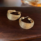 Daiiibabyyy  Vintage Metal Multi-layer Coil C-shaped Earrings Women Exaggerated Fashion Jewelry Daily Temperament Accessories