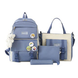 Daiiibabyyy  4Pcs/Set Large Capacity 4 in 1 Backpack Breathable Casual School Bag Multifunction School Rucksack College Backpack Teenage