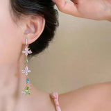 Daiiibabyyy  New Trendy Multicolor Butterfly Drop Earrings Long Tassel Water Drop Zircon Dangle Earrings Sweet Ear Hooks for Women Holiday K