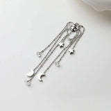 Daiiibabyyy  2PCS Dainty Star Moon Tassels Charms Earrings for Jewelry Making Findings DIY Hand Made Brass 14k Gold Plated 6.4*12mm