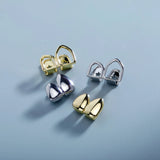 Daiiibabyyy  2Pcs Hip Hop Golden Silvery Glossy Hollowed Teeth Grills Decoration For Men Women