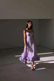 Daiiibabyyy Summer Women's Dress One Word Neck Strapless Sleeveless Dress Black Sexy Slim Backless Black Ruffle Dress