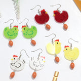 Daiiibabyyy  Funny Colorful Acrylic Hen Egg Drop Earrings for Women Lovely Cartoon Animals Dangle Earring Easter New Jewelry Gifts