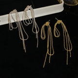 Daiiibabyyy  Silver Needle Knotted Tassel Earrings for Women Fashion Unique Design Drop Earring Light Luxury High-end New Jewelry