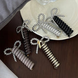 DAIIIBABYYY  -  Fashion Beaded Bow Telephone Wire Hairband Ponytail Braid Elastic Spiral Rubber Band Simple Hair Ties For Girls Hair Accessories