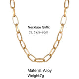 Daiiibabyyy Simple Punk Stainless Steel  Link Chain Necklace for Women Hip Hop Street Trend Men Necklace Jewelry Gift