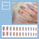 Daiiibabyyy 24pcs/box Butterfly Rhinestone Nail Art Wearable Detachable Press on Fake Nails Tips with Glue Super Shiny Fashion Finished Nail