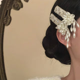 Daiiibabyyy  Kaitin New Sweet Bride Rhinestone Flower Tassel Pearl Hair Clips For Women Fashion Elegant High Grade Wedding Hair Accessories