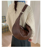 Daiiibabyyy  Trendy Pu Leather Women Hobo Bag 2026 Y2k Aesthetic Simple All Match Crossbody Bags Vintage Streetwear Casual Shoulder Handbags