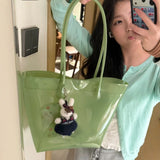 Daiiibabyyy  Summer Waterproof Pvc Transparent Tote Bag with Small Purse Women Jelly Shoulder Bag Beach Vacation Daily Travel Casual Shopper