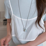 Daiiibabyyy  Natural Stone Necklace with Water Droplet Pendant for Women Adjustable Long Sweater Chain