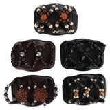 Daiiibabyyy  Shiny Rhinestone Beaded Hair Claws Magic Tuck Comb Updo Elastic Headwear Bun Ponytail Holder Beads Hair Combs Hair Styling Tools