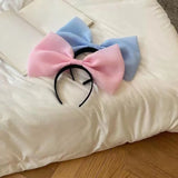 Daiiibabyyy Korean Exaggerate Mesh Big Bow Knot Hairbands Fashion Hair Hoop For Women Girls Hair Band Party Headband Headdress Accessories