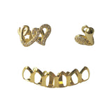 Daiiibabyyy  Hip-Hop Style Fashion-Zirconian Hearts/Hollowed-Out Lower Teeth. Rap Singer's Zirconian Teeth, Street Dance Decoration.