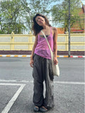DAIIIBABYYY  -  Streetwear Hollow Out Mesh Tops Summer Lace Sleeveless Tank Tops Y2k Loose Korean Fashion Y2k Halter Tops Chic Camisole