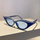 Daiiibabyyy  Personalized Small Frame Cat Eye Sunglasses for Women Fashionable Color Blocking Trend UV Resistant Sunglasses