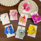 DAIIIBABYYY  -  Artificial Orchid Flower Butterfly Hair Clips for Woman Girls Phalaenopsis Pearl Duckbill Hairgrips Hairpins Hair Accessories