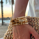Daiiibabyyy  5Pcs Fashion Rice Beaded Bracelet Set For Women Y2K Ethnic Bohemian Stackable Elastic Bangle Charms Wrist Strap Jewelry Gift