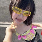 Daiiibabyyy  New Fashion Korean Y2K Sunglasses for Women Men Square Frameless Sun UV Protection Outdoor Sports Outfits Glasses Decoration