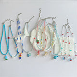 DAIIIBABYYY  -  Boho Y2K Summer Resin Ceramic Fish Starfish Pendant Colorful Beaded Choker Necklace Beach Vacation Charm Jewelry EMO Accessories